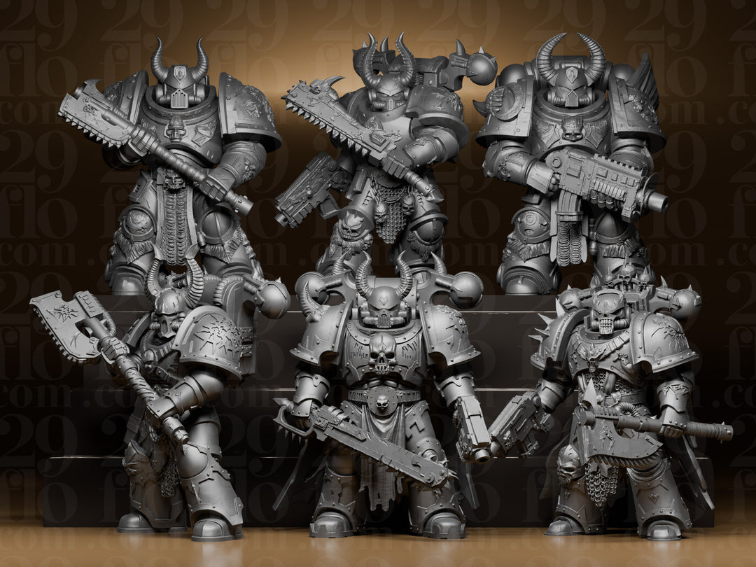 6 gepanzerte Krieger – Fantasy & Sci-Fi Figuren-Set FehnFactory