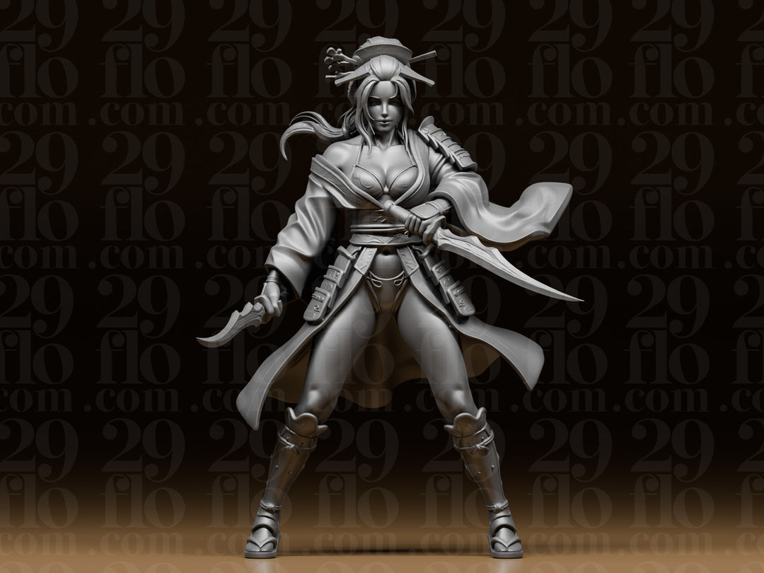 Geisha-Kriegerin mit zwei Schwertern – Fantasy-Figur FehnFactory