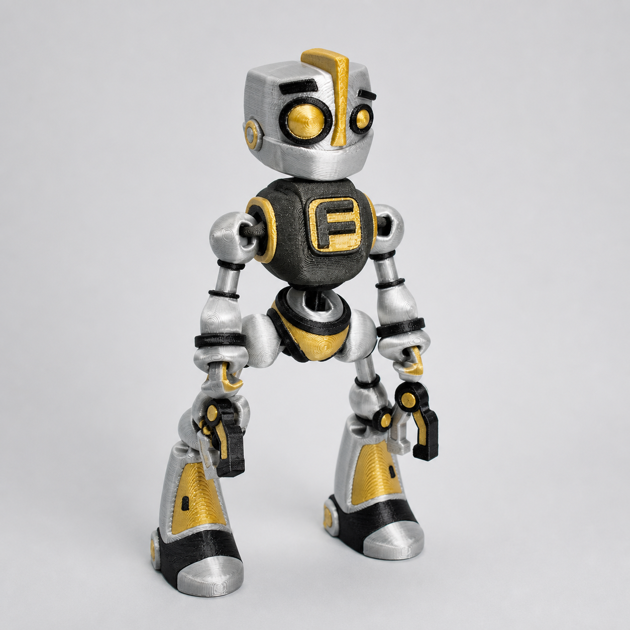 Fokobot – bewegliche Roboterfigur in Silber, Schwarz und Gold, 16,1 cm FehnFactory