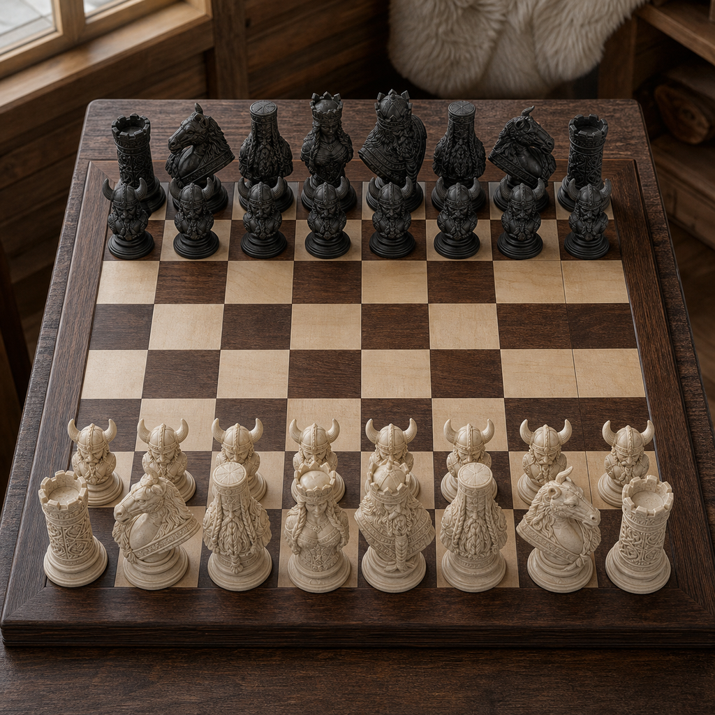 Wikinger-Schach – 32 handbemalte PLA-Figuren FehnFactory