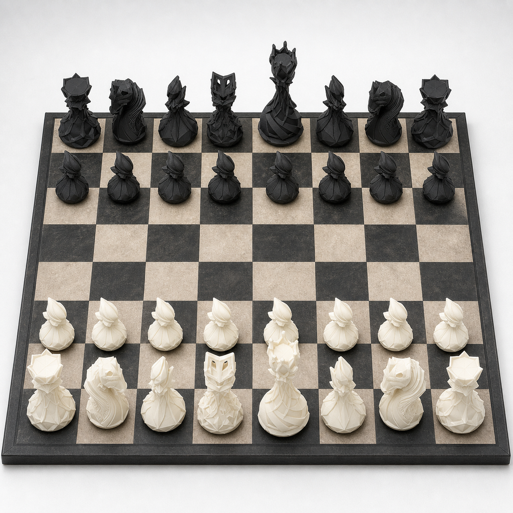 Modernes abstraktes Schach – 32 handbemalte PLA-Figuren FehnFactory