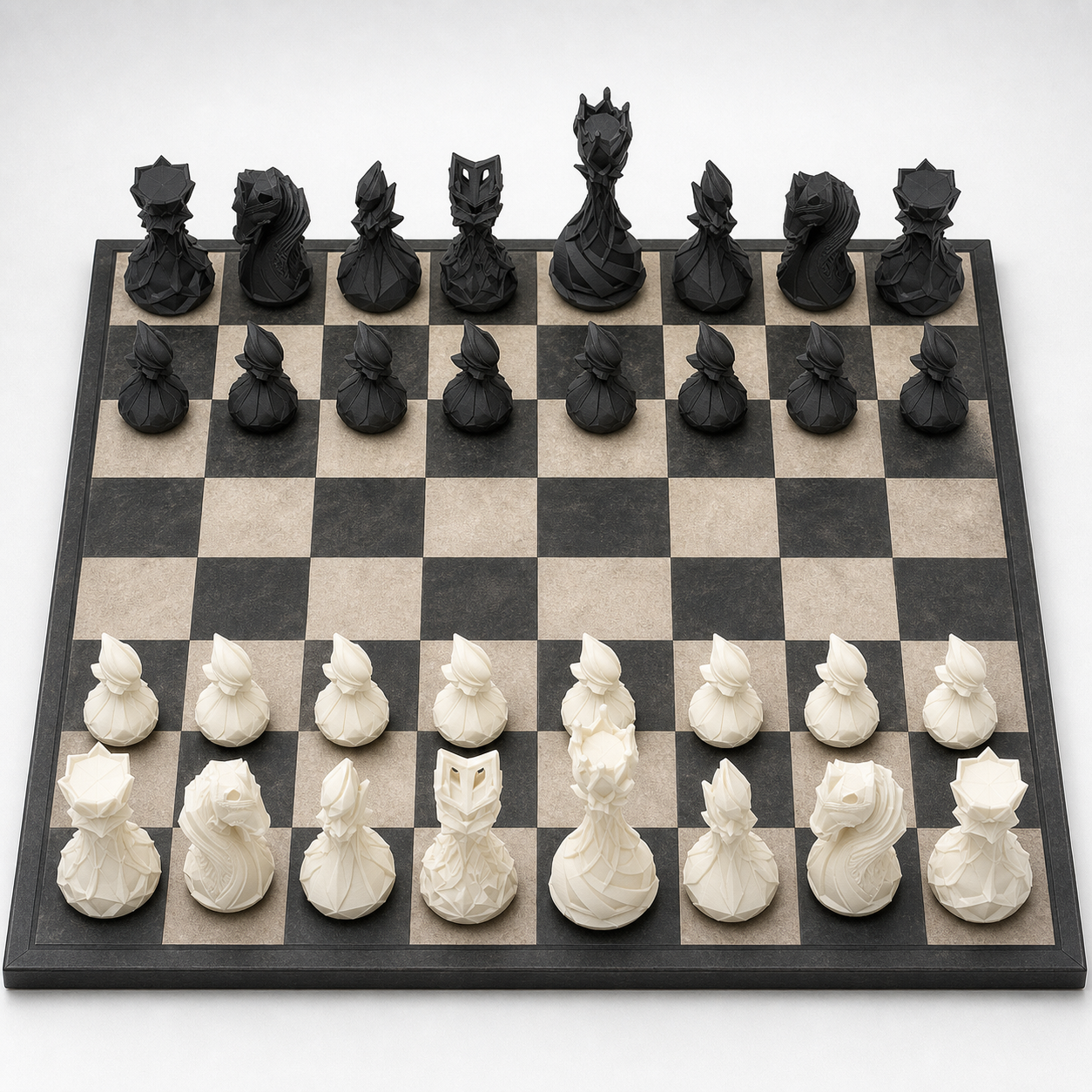 Modernes abstraktes Schach – 32 handbemalte PLA-Figuren FehnFactory