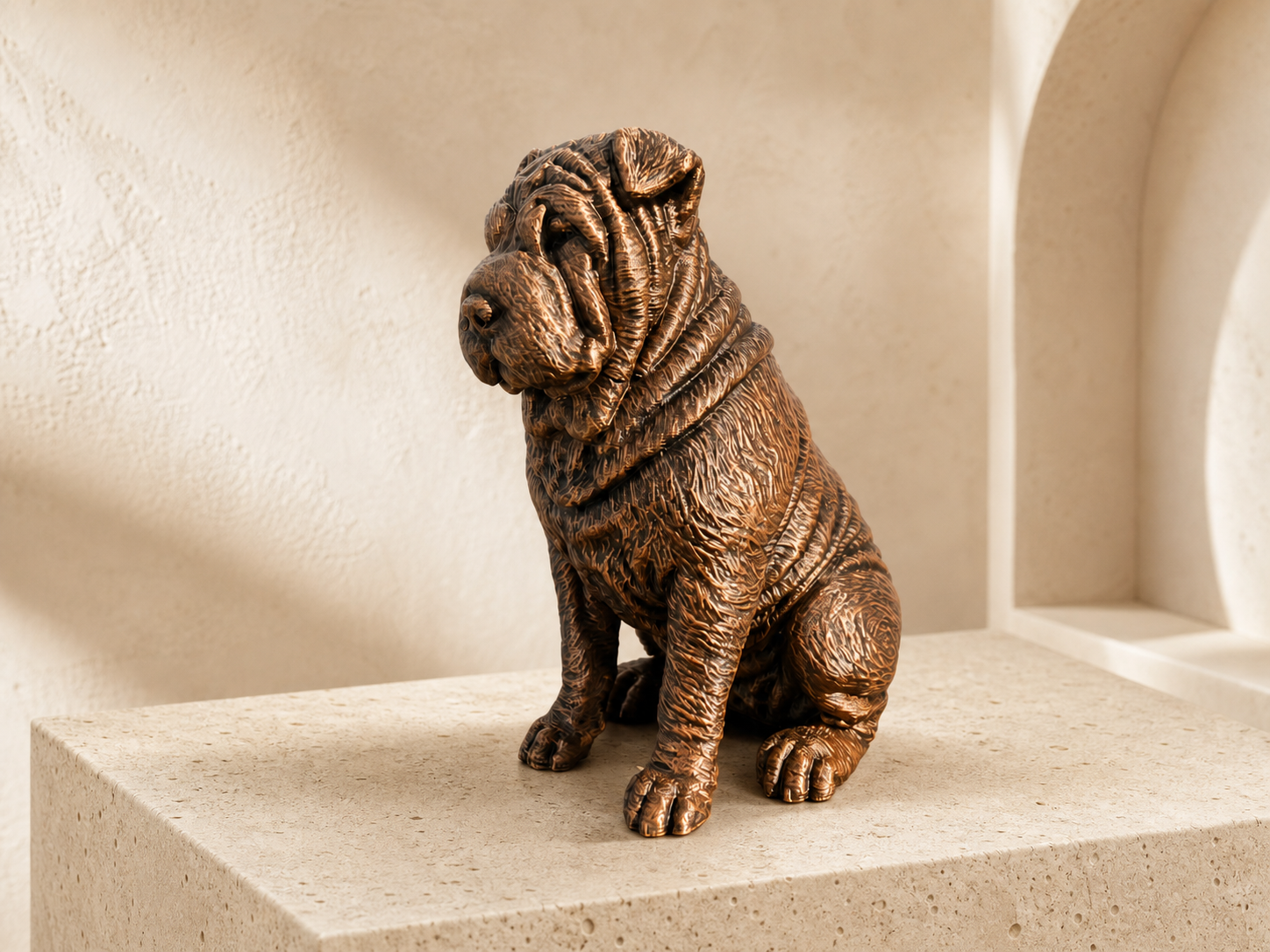 Shar-Pei-Hundefigur sitzend – markante Falten | Geschenk für Hundefans | Made in Germany Fehn-factory.de