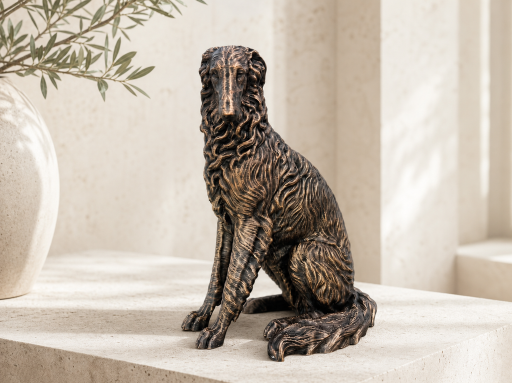 Borzoi – detailreiche sitzende Hundefigur | Geschenk für Windhund-Fans | Made in Germany Fehn-factory.de