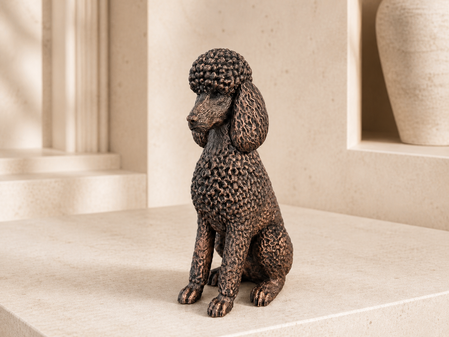 Standardpudel – detailreiche sitzende Hundefigur | Geschenk für Pudel-Fans | Made in Germany Fehn-factory.de