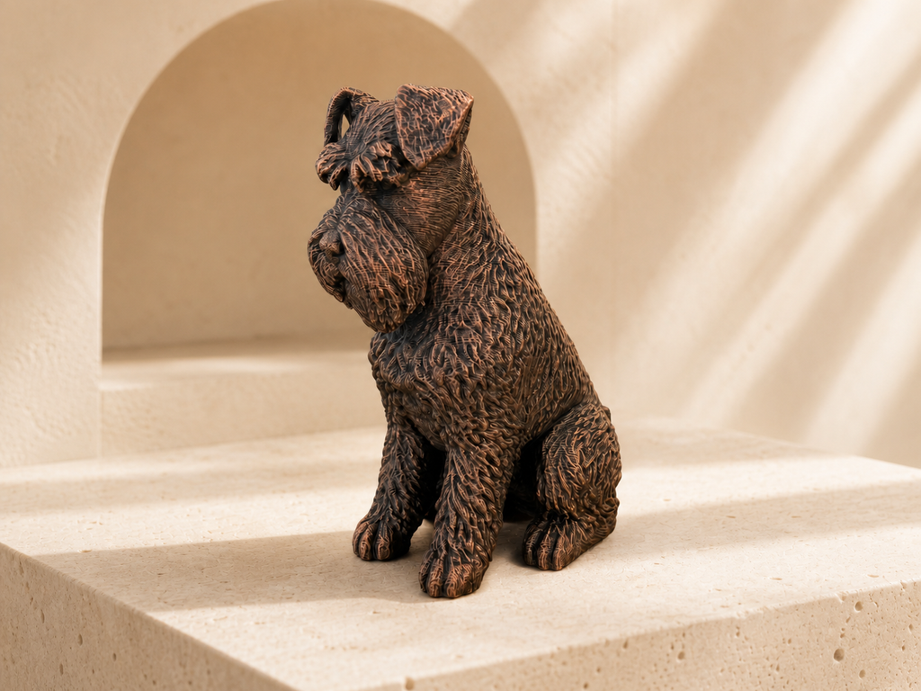 Schnauzer-Hundefigur sitzend – markanter Bart & Augenbrauen | Geschenk für Hundefans | Made in Germany Fehn-factory.de