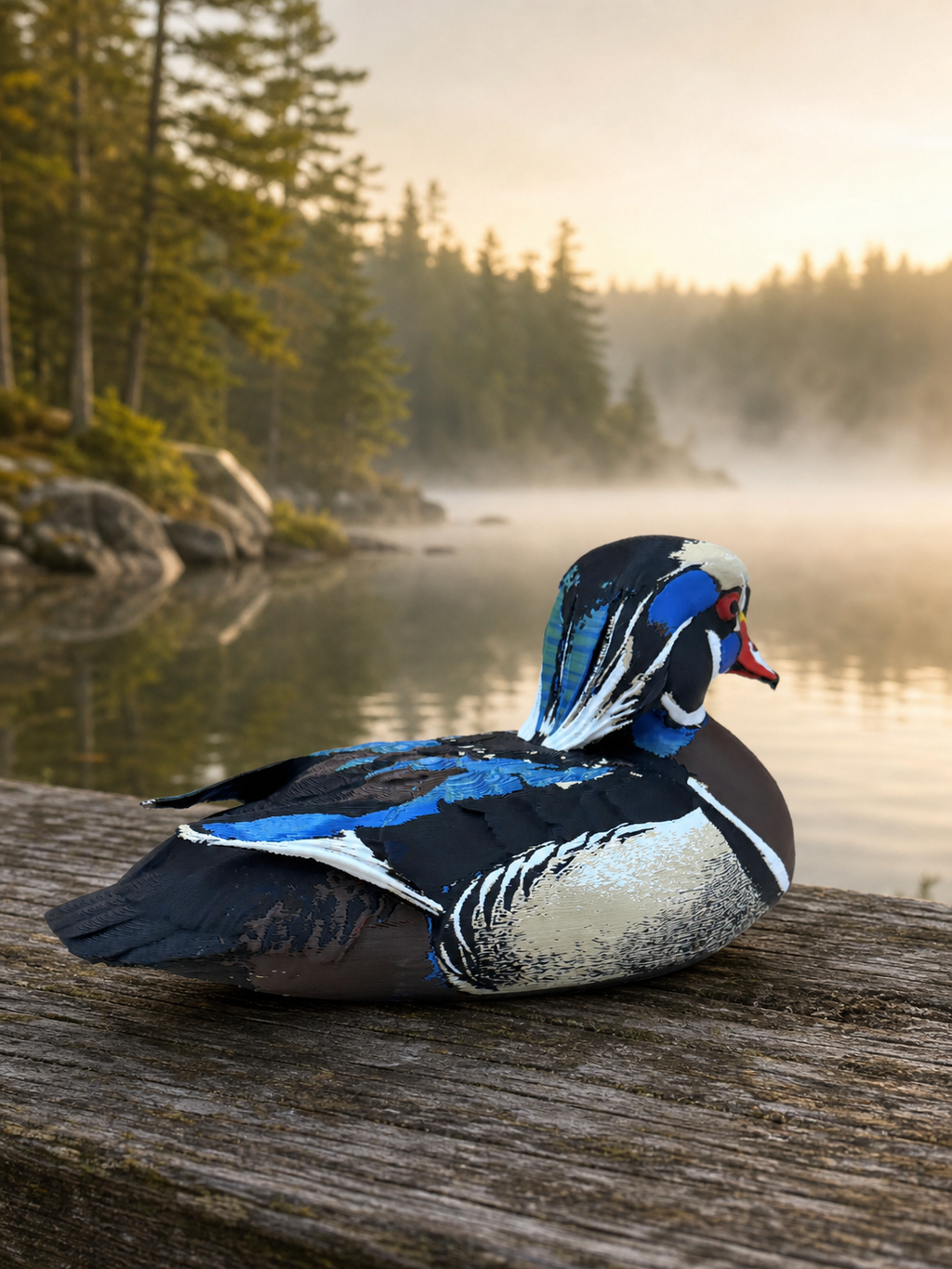Royal Wood Duck – Freistehende Brautente-Skulptur FehnFactory