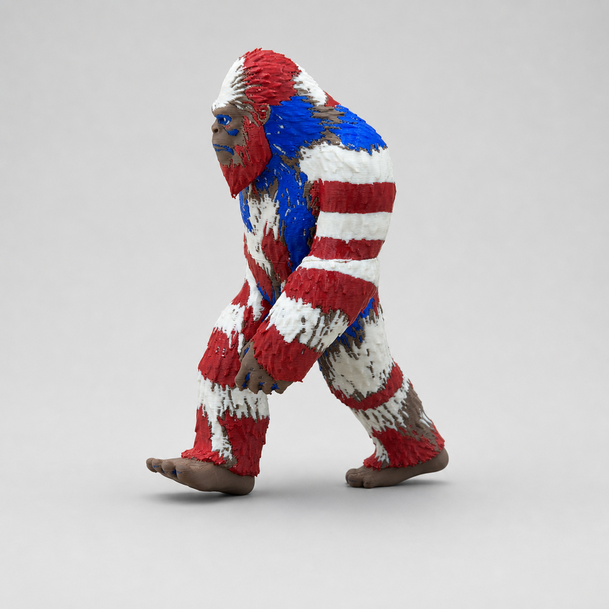 Star Spangled Sasquatch – Mehrfarbige Bigfoot-Skulptur FehnFactory