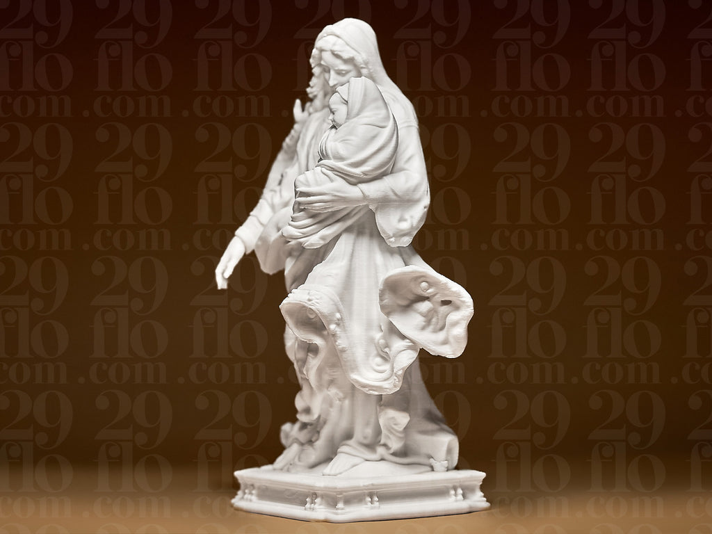 Marienfigur mit Jesuskind – freistehende Skulptur auf Ziersockel FehnFactory