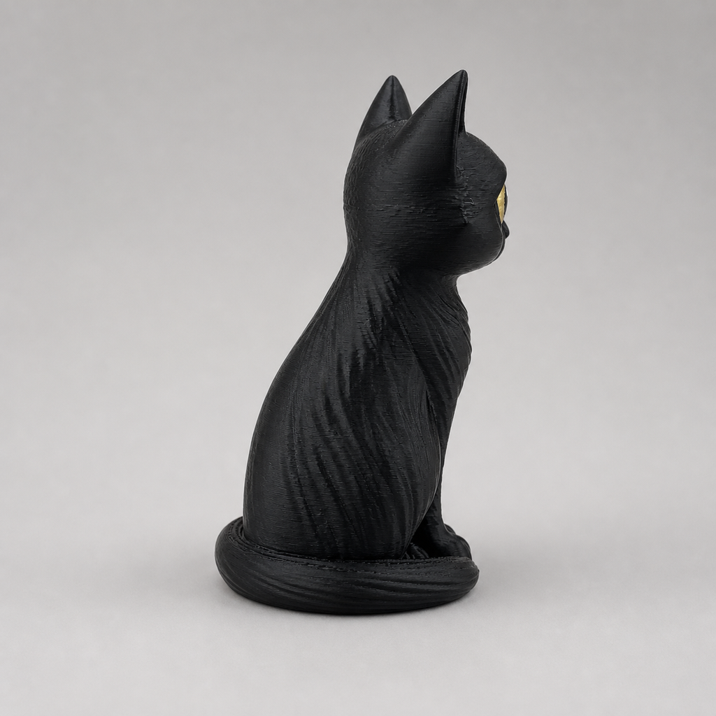 Midnight Moonwatch Cat – Schwarze Katzen-Skulptur FehnFactory