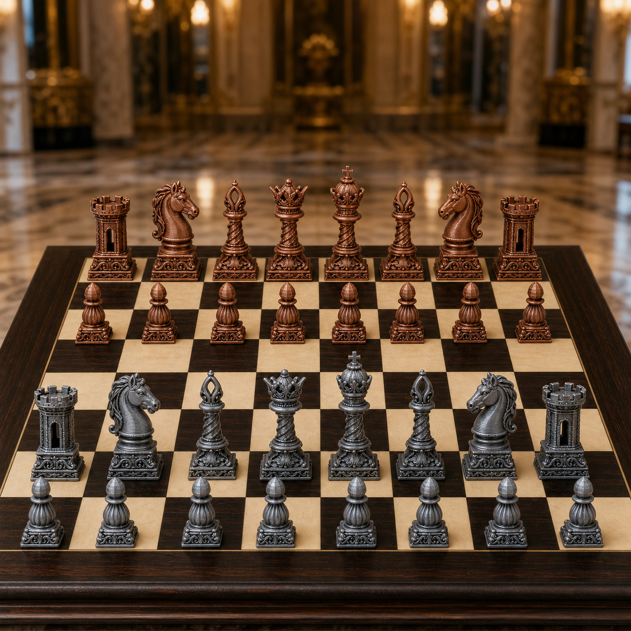 Barock-Schach – 32 handbemalte PLA-Figuren FehnFactory