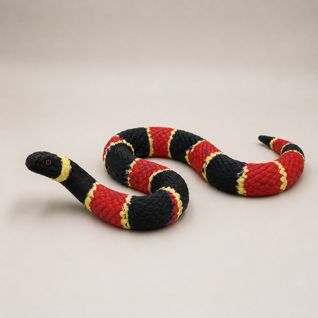 Vivid Venom Coral Snake – mehrfarbige Korallenschlangen-Skulptur FehnFactory