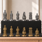 Terrakotta-Armee Schachset – 02 silber gold handbemalt