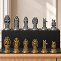 Gothic-Wasserspeier Schachset – 02 silber gold handbemalt