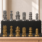 Chinesisches Neujahr Schachset – 02 silber gold handbemalt