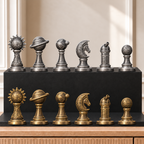 Sonnensystem Schachset – 02 silber gold handbemalt