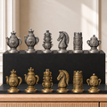 Teeparty Schachset – 02 silber gold handbemalt