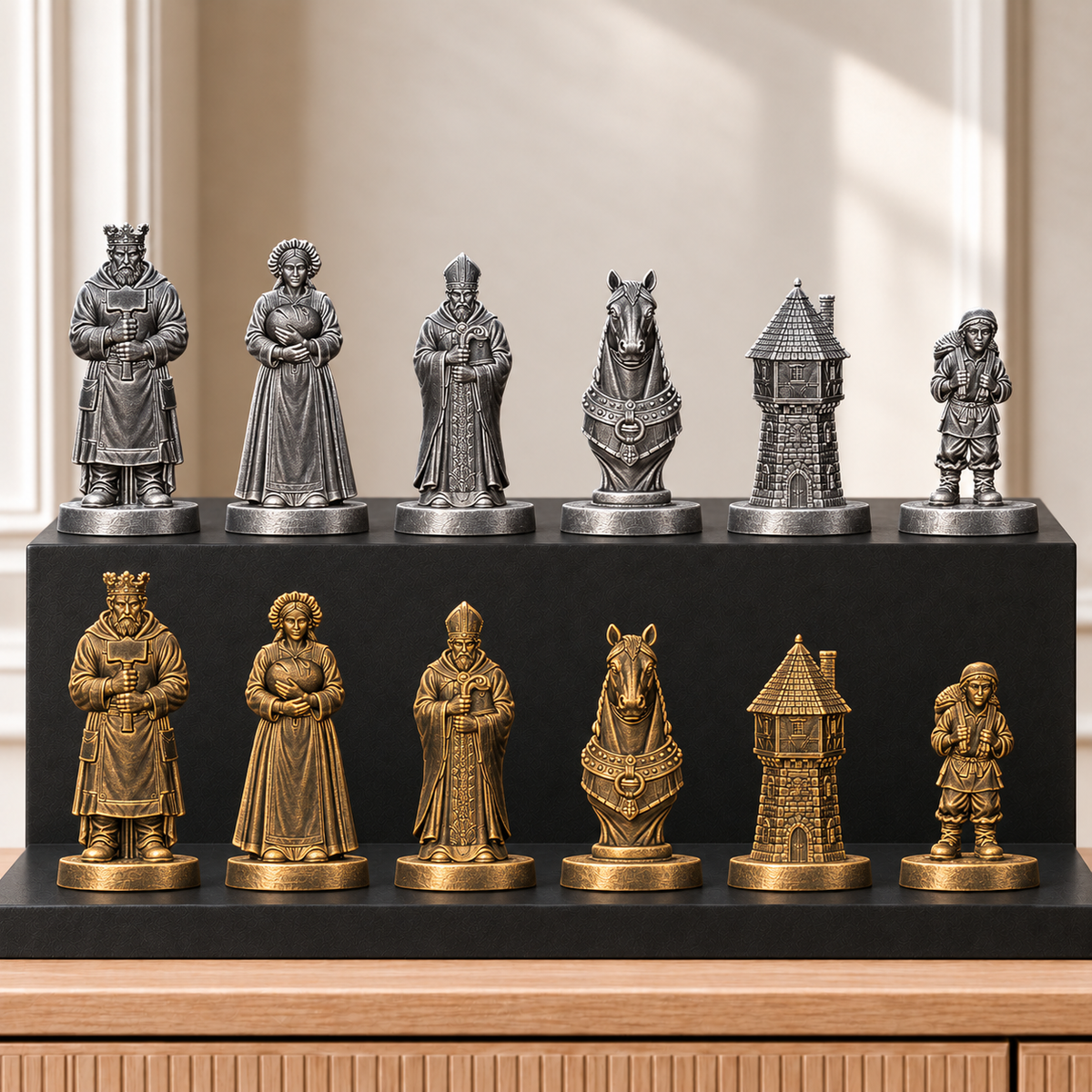 Mittelalterliches Dorf Schachset – 02 silber gold handbemalt