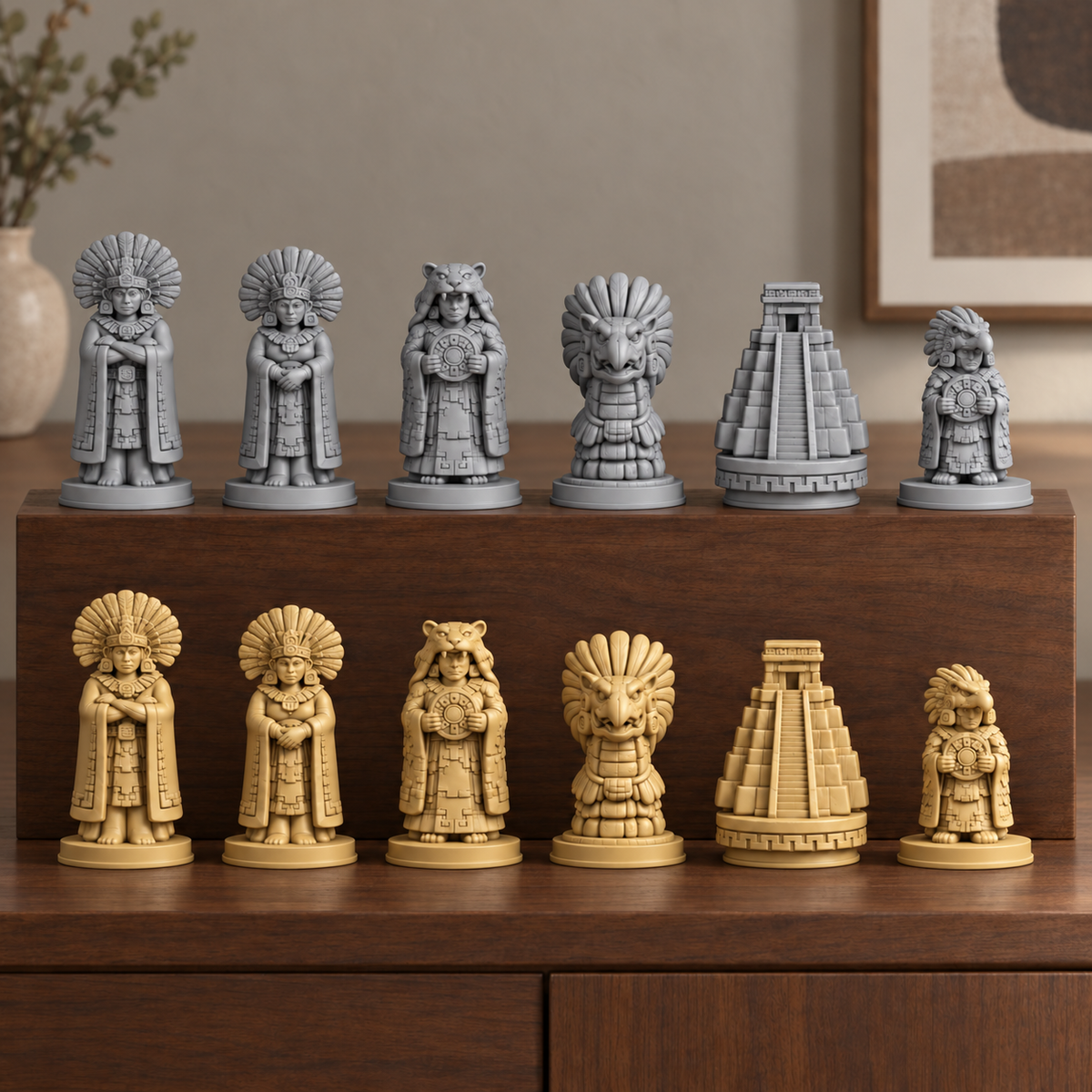 Azteken-Sonnenreich – 02_silber_gold_handbemalt