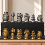 Japanische Glücksbringer Schachset – 02 silber gold handbemalt