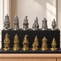 Gartenzwerge Schachset – 02 silber gold handbemalt