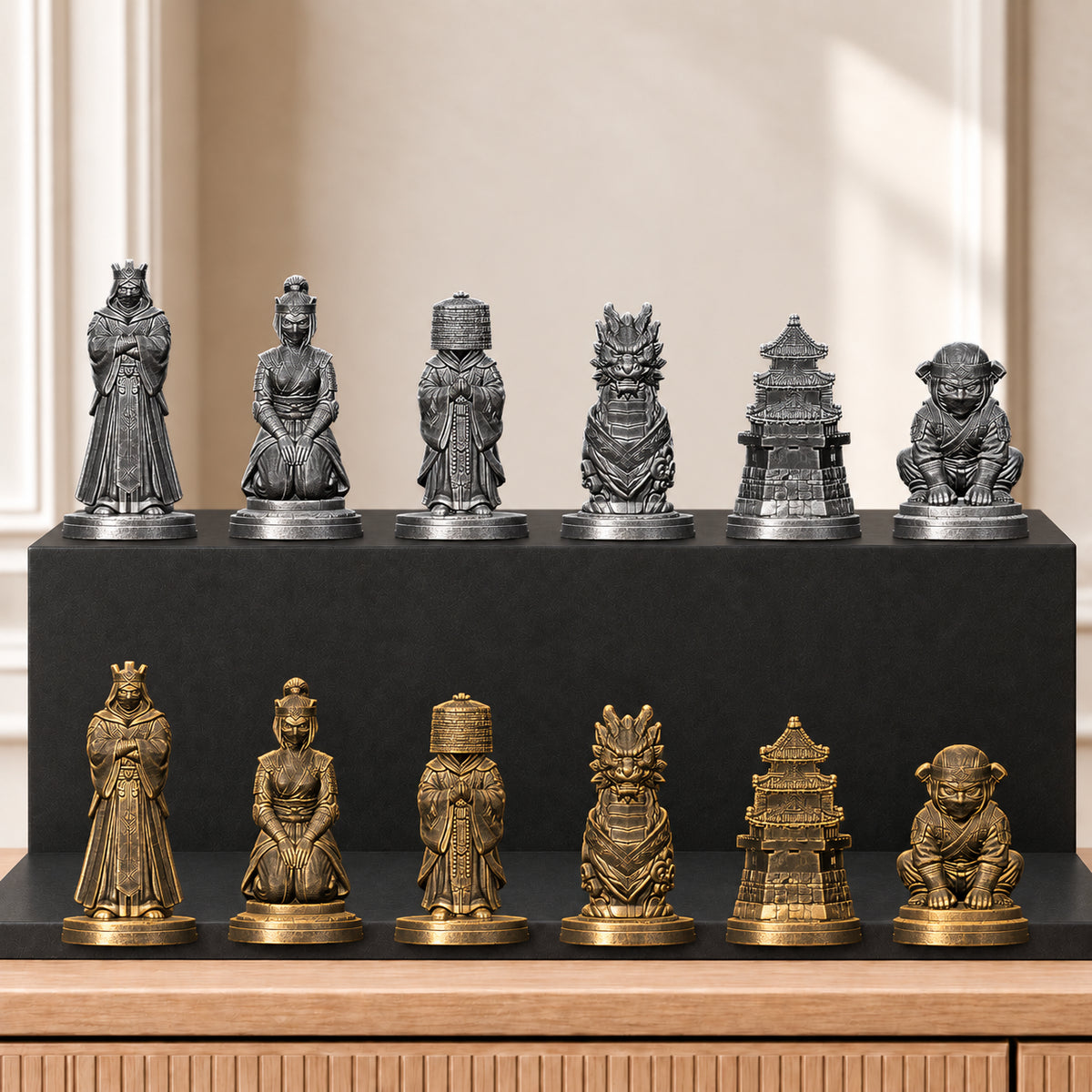 Ninja-Clan Schachset – 02 silber gold handbemalt