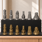 Moai – Osterinsel Schachset – 02 silber gold handbemalt