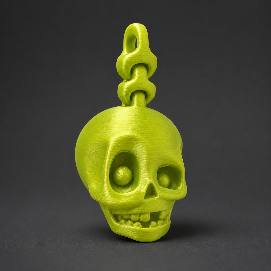 Skull Spine – beweglicher Totenkopf-Anhänger, Lime Silk, 5,6 cm FehnFactory