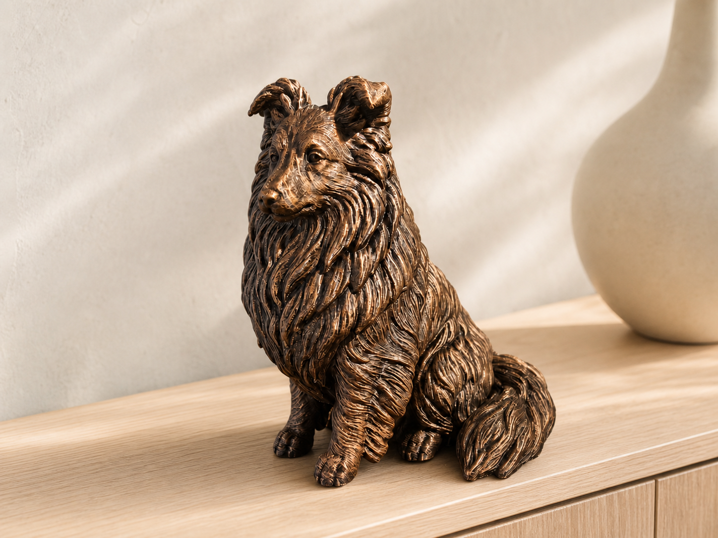 Shetland Sheepdog – detailreiche Sitzfigur mit Langhaar | PLA-3D-Druck | Made in Germany Fehn-factory.de