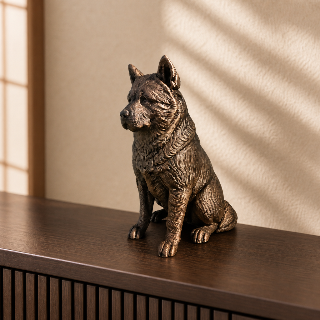 Akita Hundefigur sitzend – Akita Dog Figurine | Japanische Hunderasse Deko | Made in Germany Fehn-factory.de