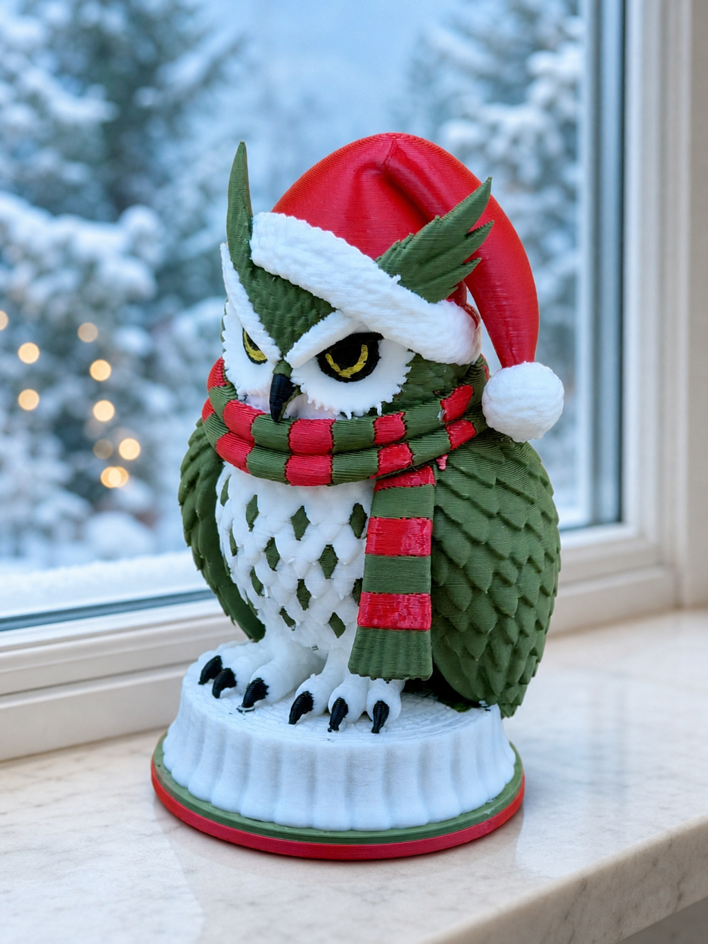 Wachsame Weihnachtseule – Festliche Eulen-Skulptur FehnFactory