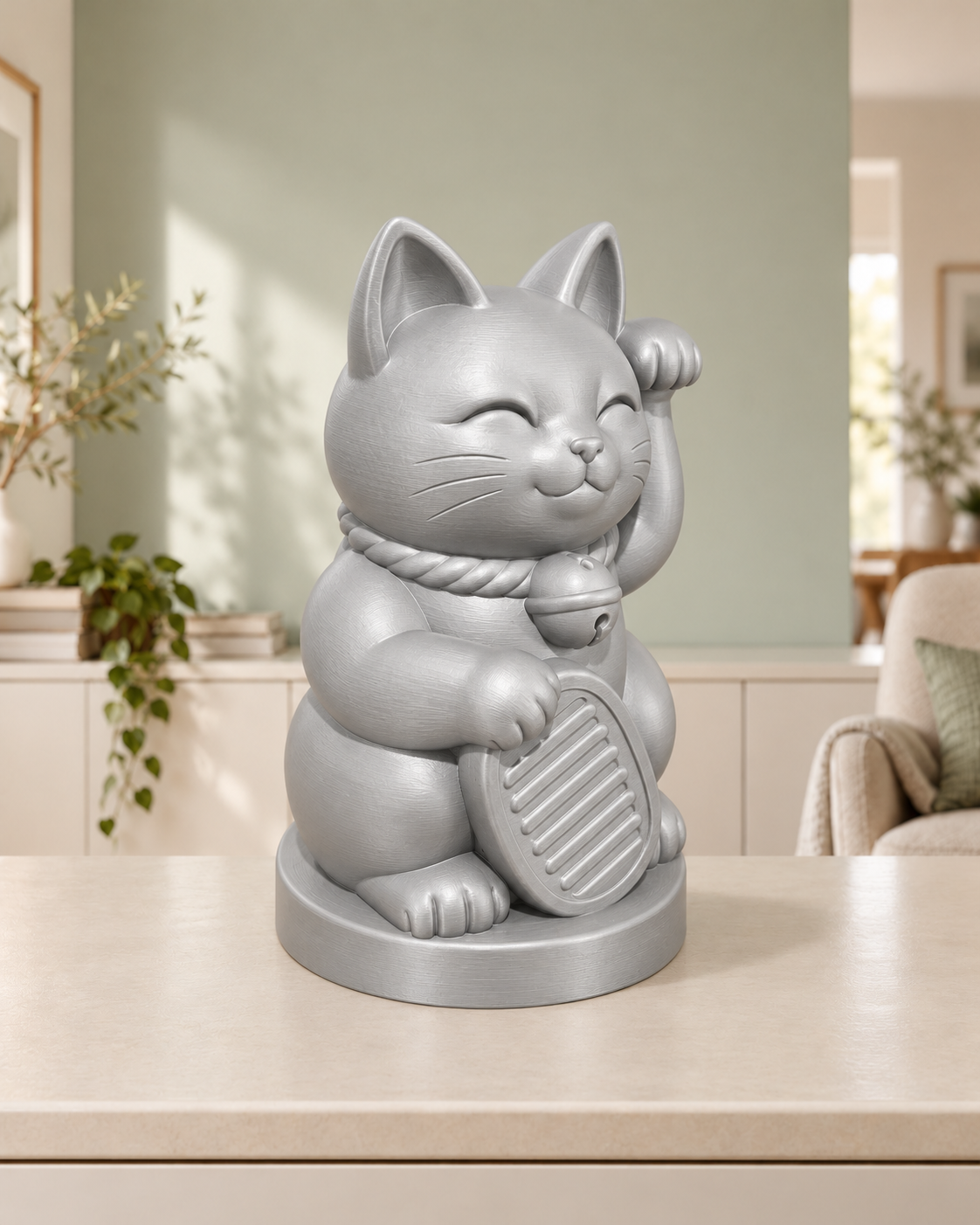 Glückskatze Maneki-neko – 03-silber