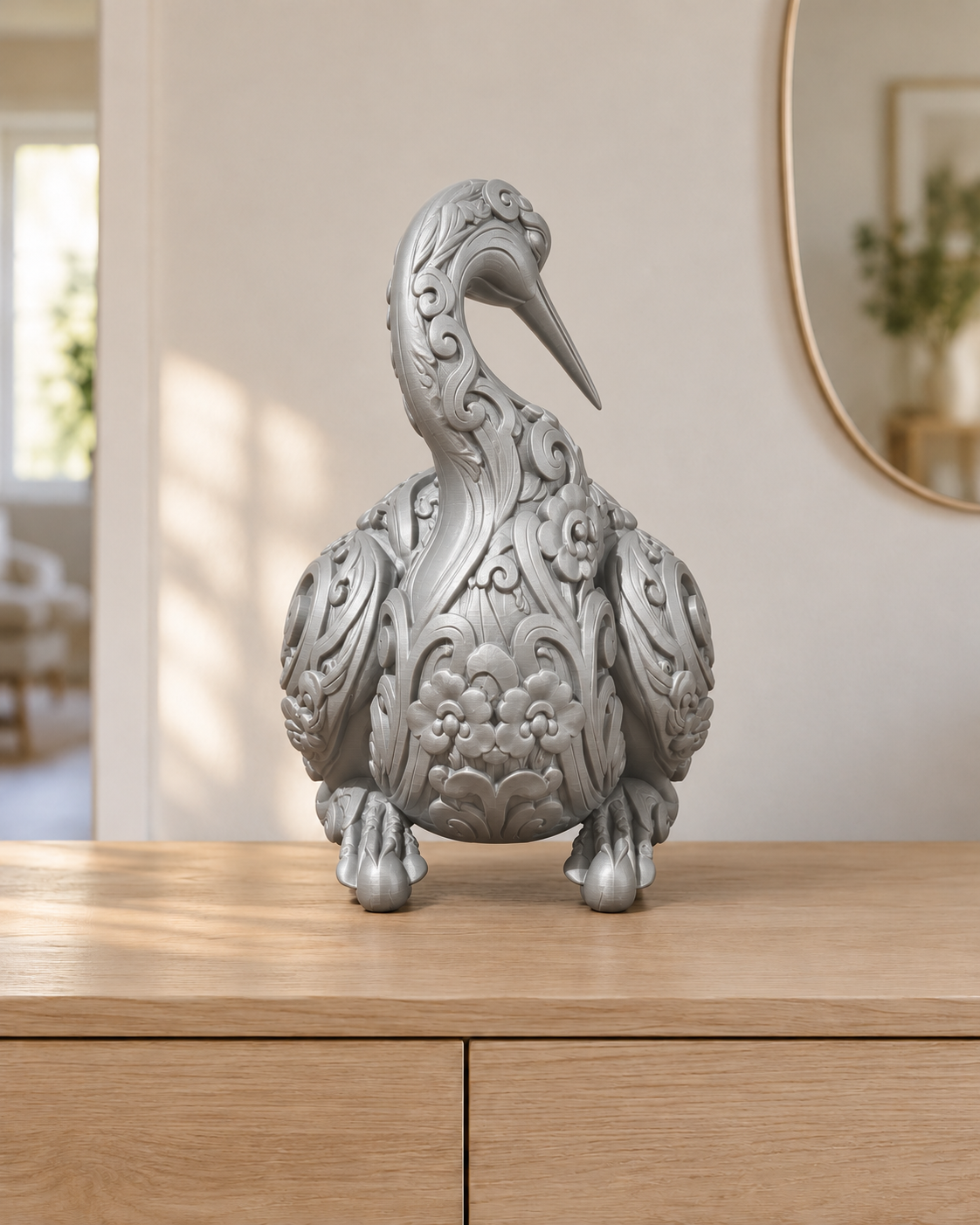 Kranich ruhend – 03 silber