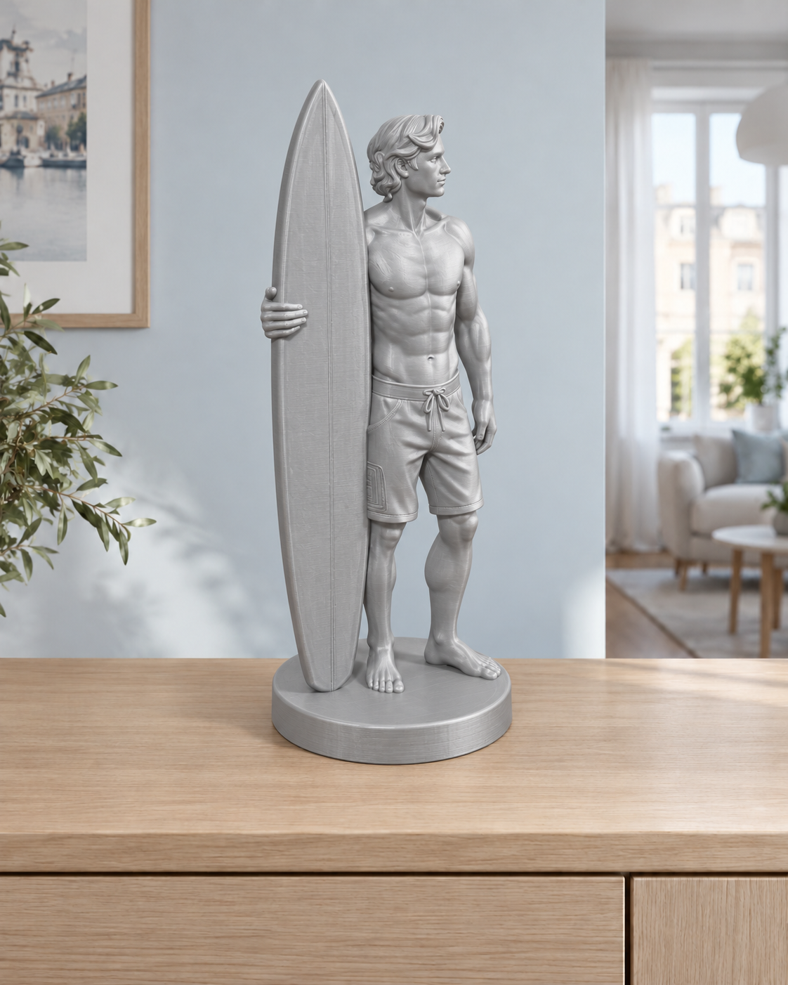 Surfer mit Brett – 03 silber