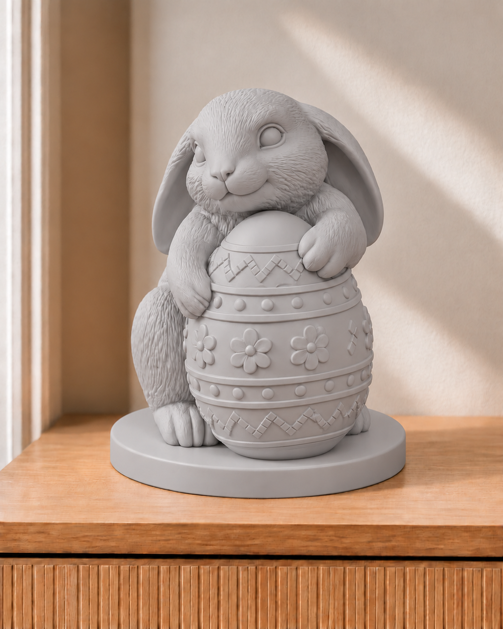 Hase mit Ei – Hasenfigur – 03 silber