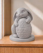 Hase mit Ei – Hasenfigur – 03 silber