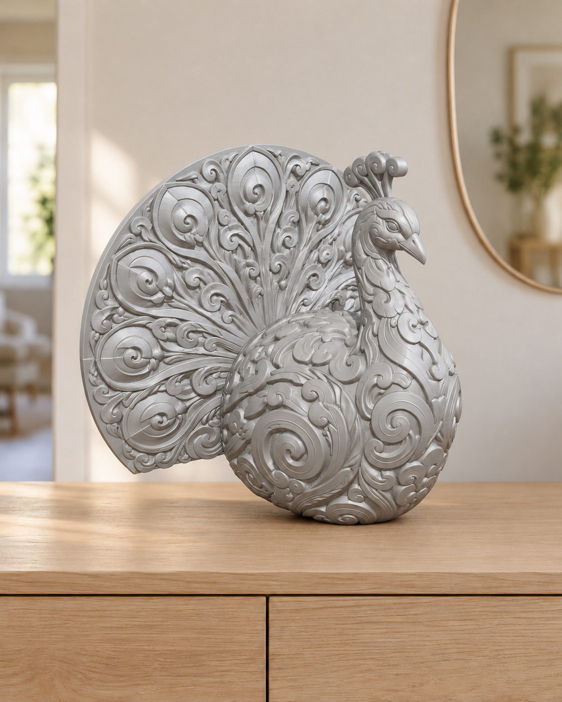 Pfau mit Rad – 03 silber
