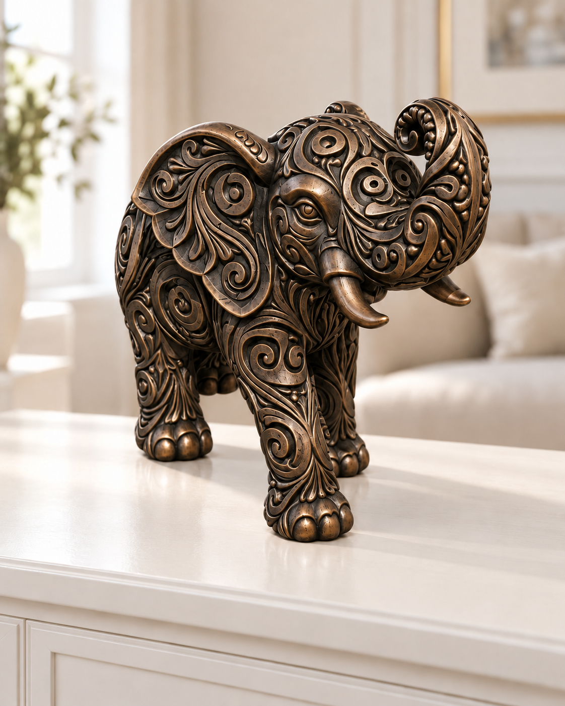 Elefant Ornament - Bronze handbemalt Wohnzimmer