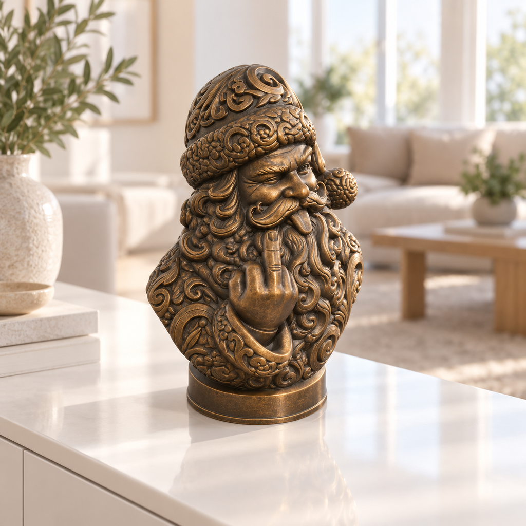 Freche Santa Büste Ornament - Bronze handbemalt Wohnzimmer