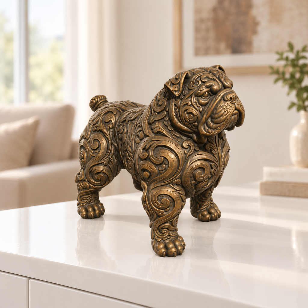 American Bully stehend Ornament - Bronze handbemalt Wohnzimmer
