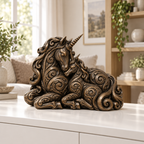 Einhorn mit Fohlen Ornament - Bronze handbemalt Wohnzimmer