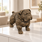 Bulldogge mit Halsband Ornament - Bronze handbemalt Wohnzimmer