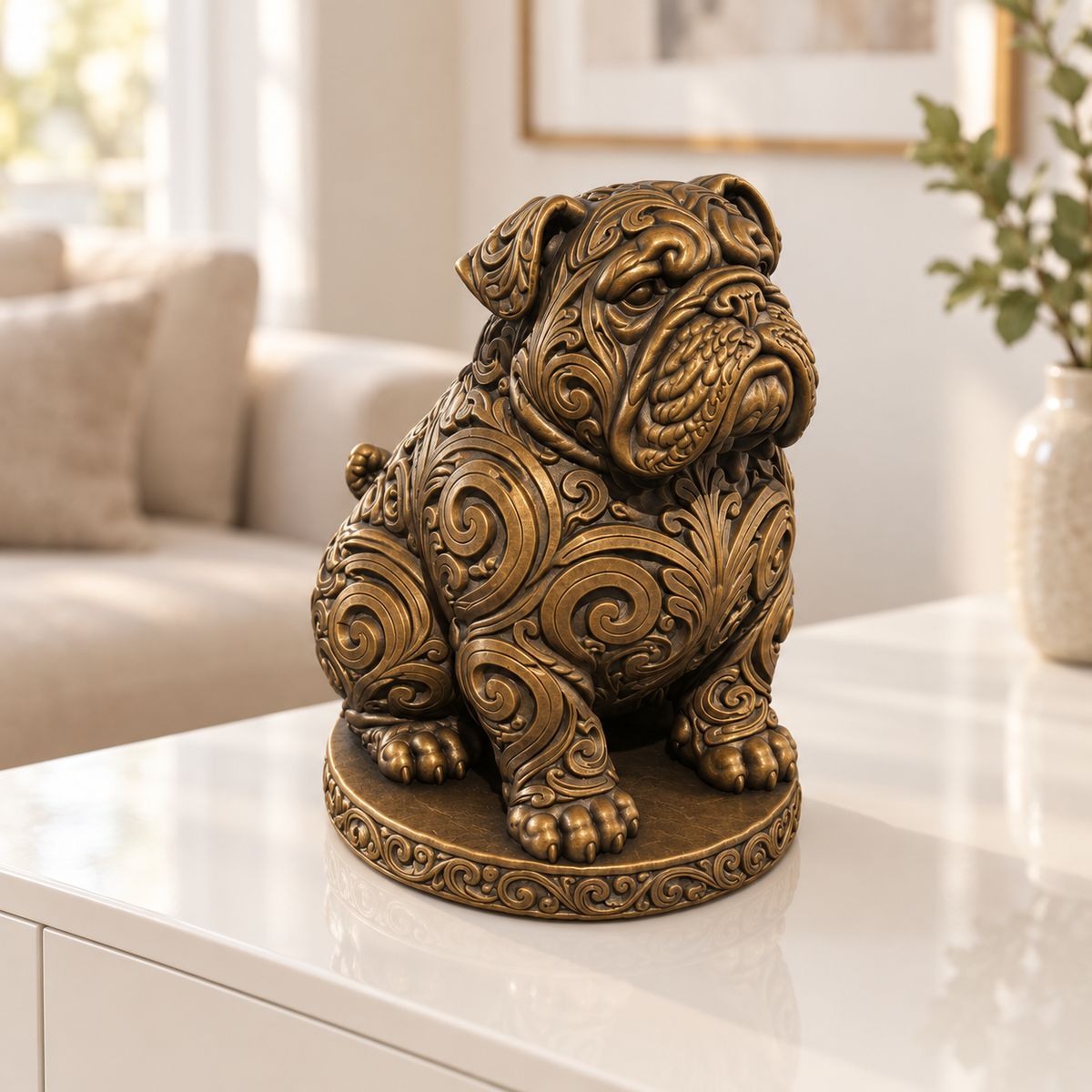 Bulldoggen-Welpe Ornament - Bronze handbemalt Wohnzimmer