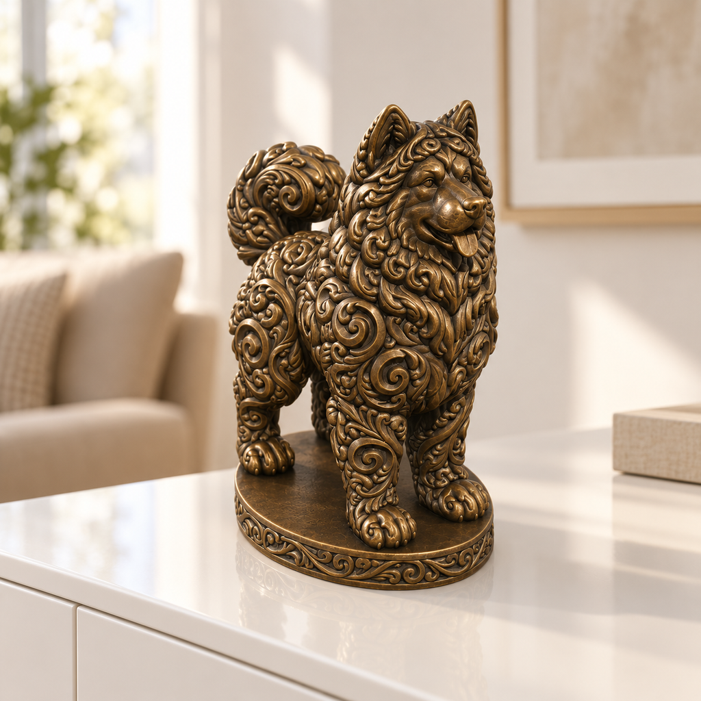 Alaskan Malamute Ornament - Bronze handbemalt Wohnzimmer
