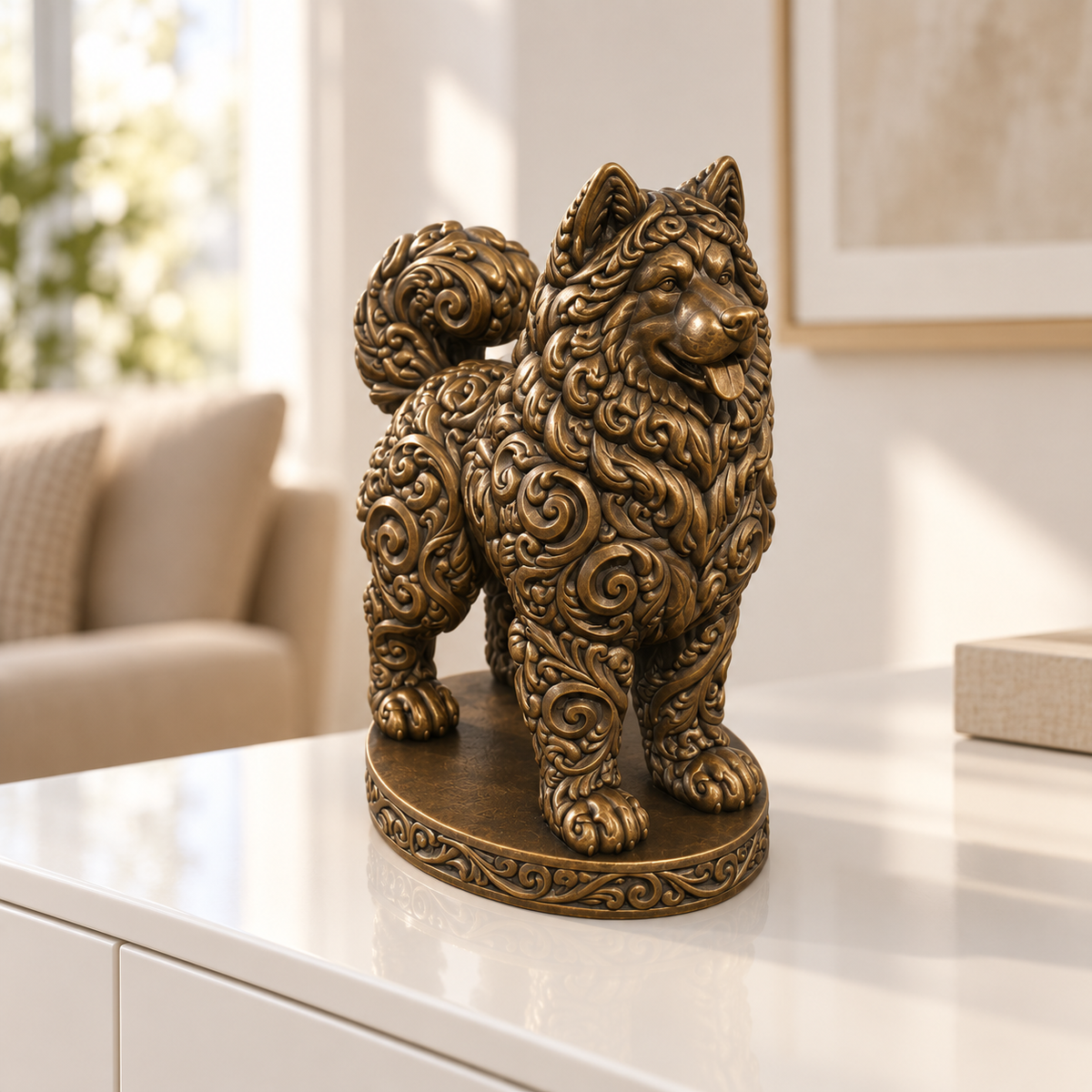 Alaskan Malamute Ornament - Bronze handbemalt Wohnzimmer