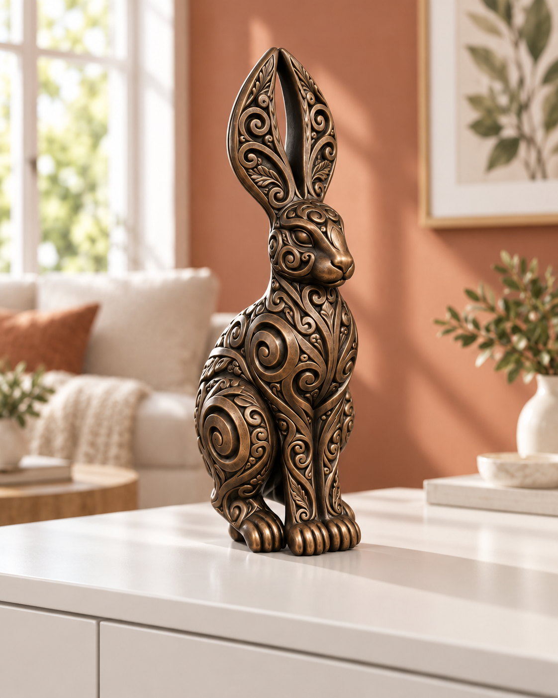 Hase Ornament - Bronze handbemalt Wohnzimmer