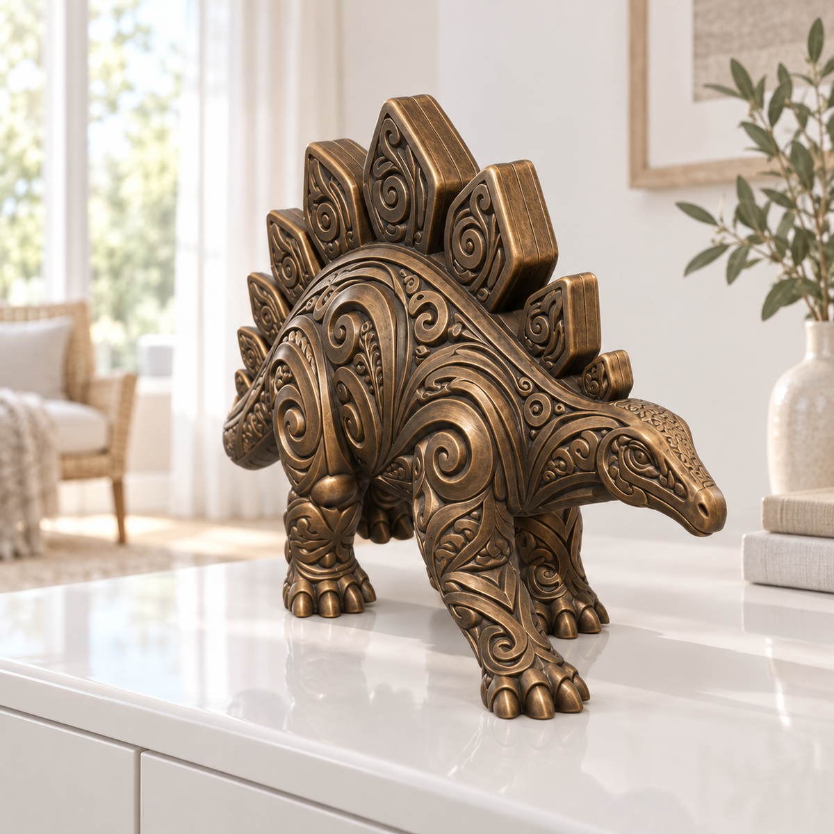 Stegosaurus Ornament - Bronze handbemalt Wohnzimmer