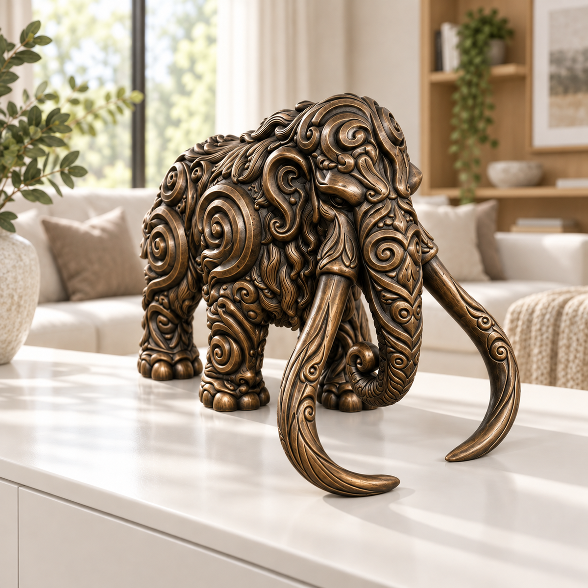 Mammut Ornament - Bronze handbemalt Wohnzimmer