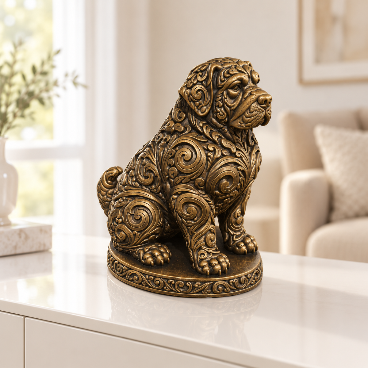 Golden Retriever Ornament - Bronze handbemalt Wohnzimmer