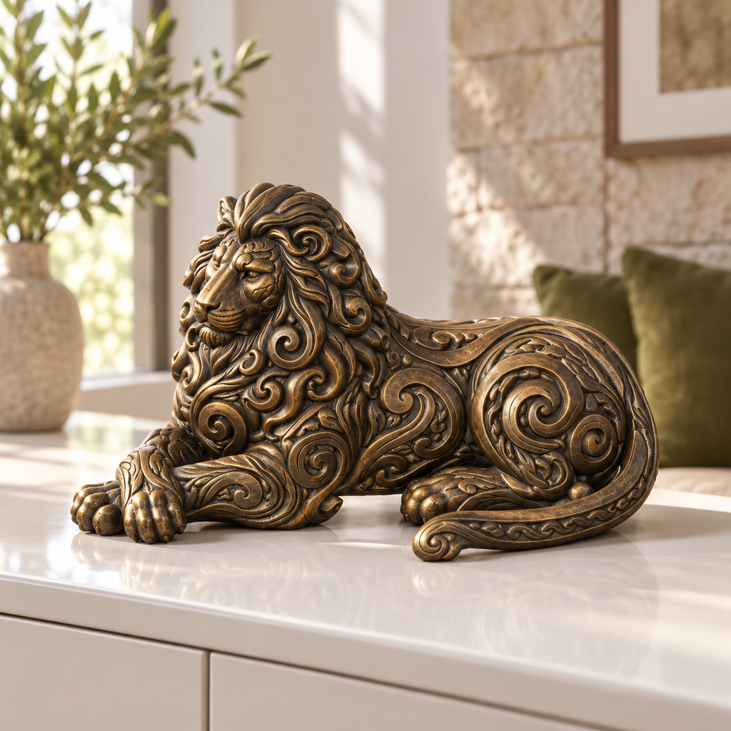 Liegender Löwe Ornament - Bronze handbemalt Wohnzimmer